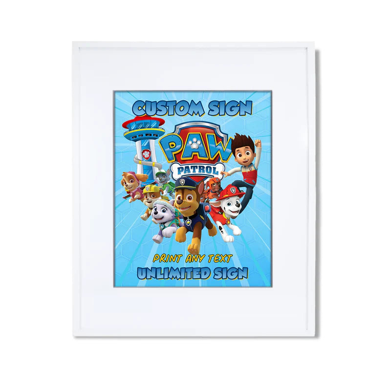 Paw Patrol custom sign with large editable title and playful character layout