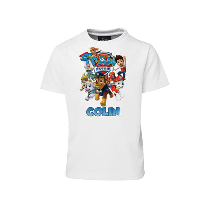 Paw Patrol sublimation T-shirt with center chest design and bold colors