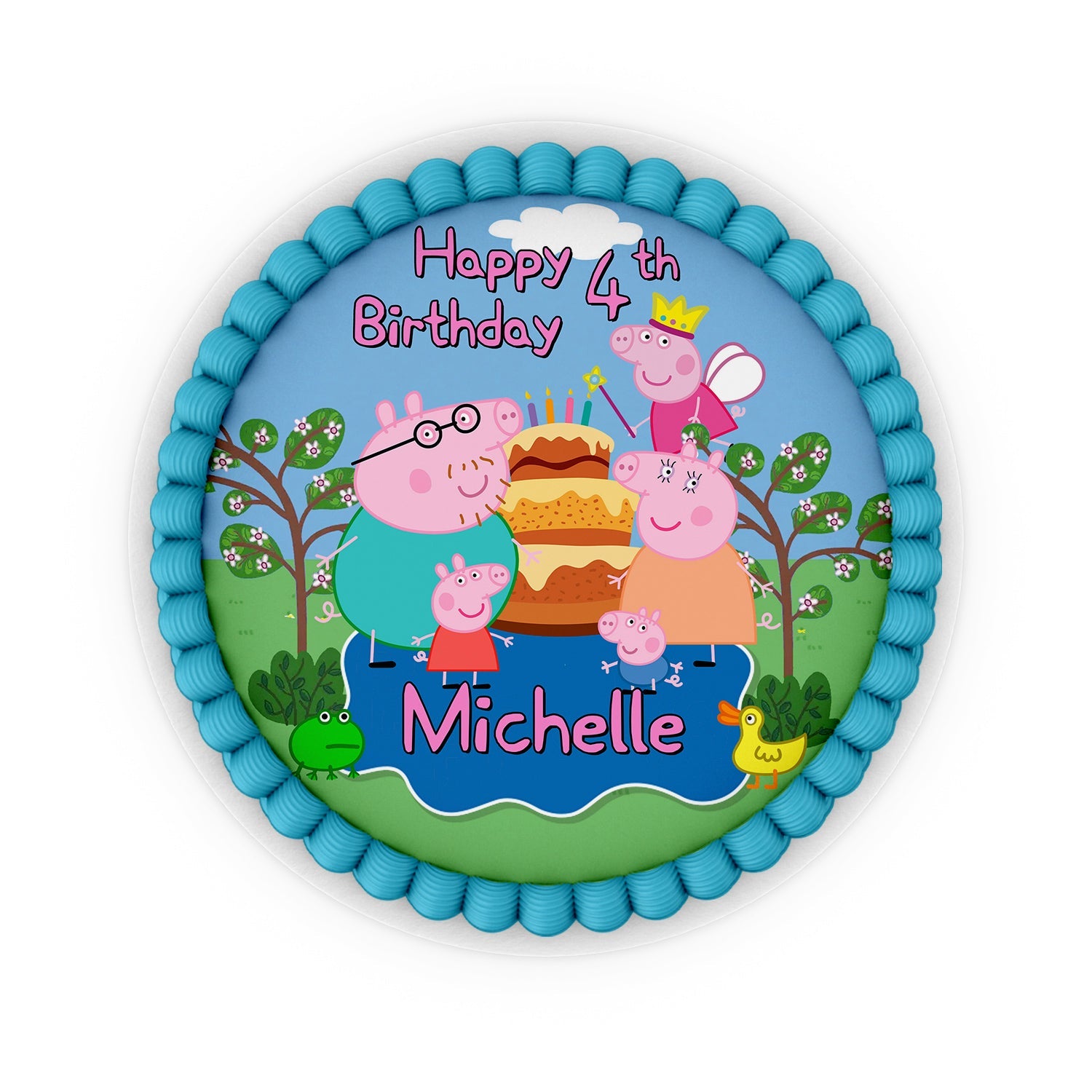 Round Personalized Cake Images featuring Peppa Pig