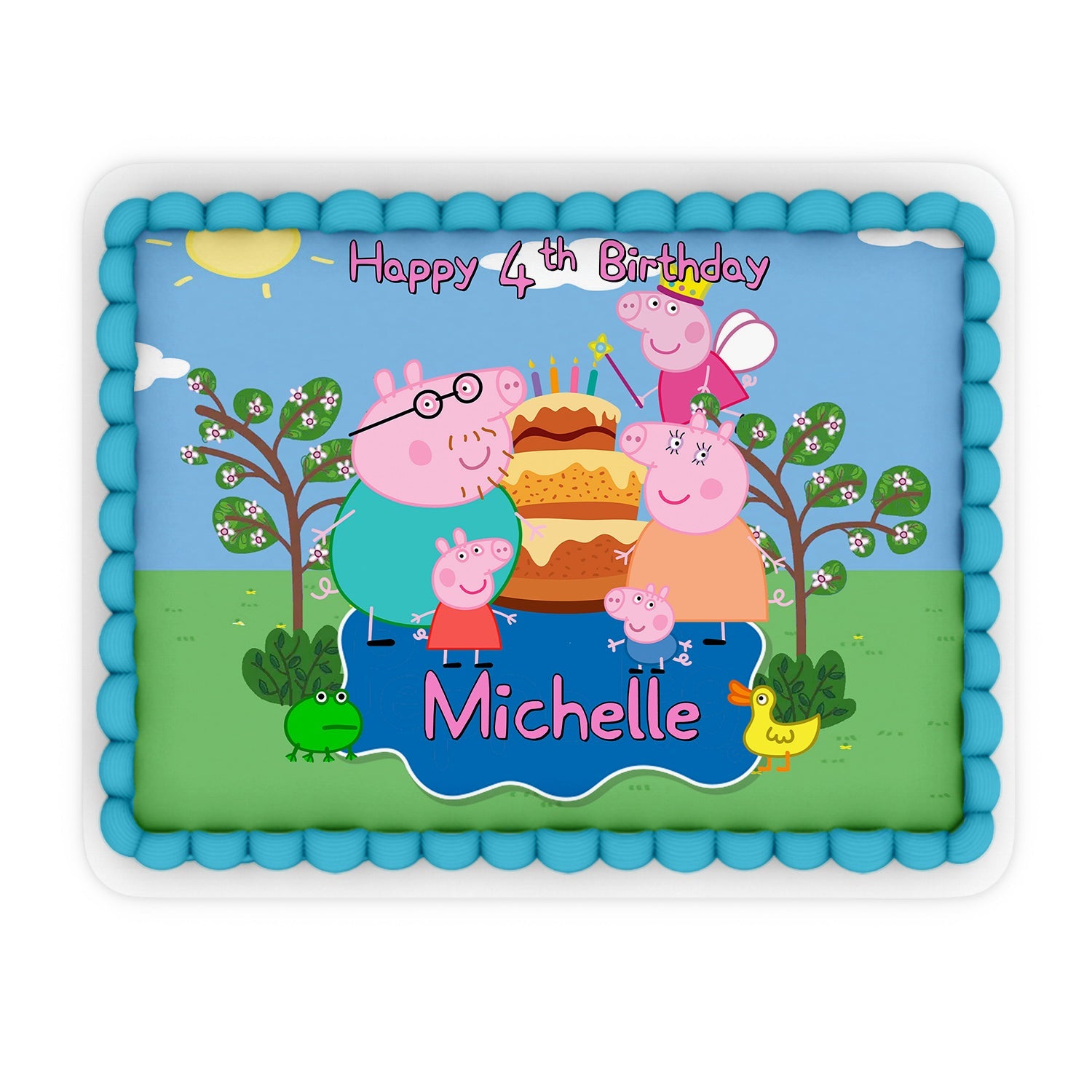 Rectangle Personalized Cake Images with Peppa Pig design