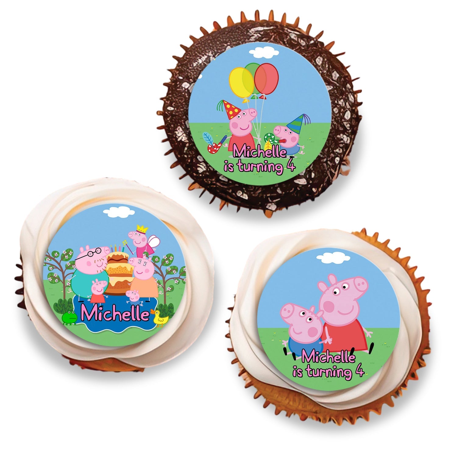 Peppa Pig themed Personalized Cupcakes Toppers