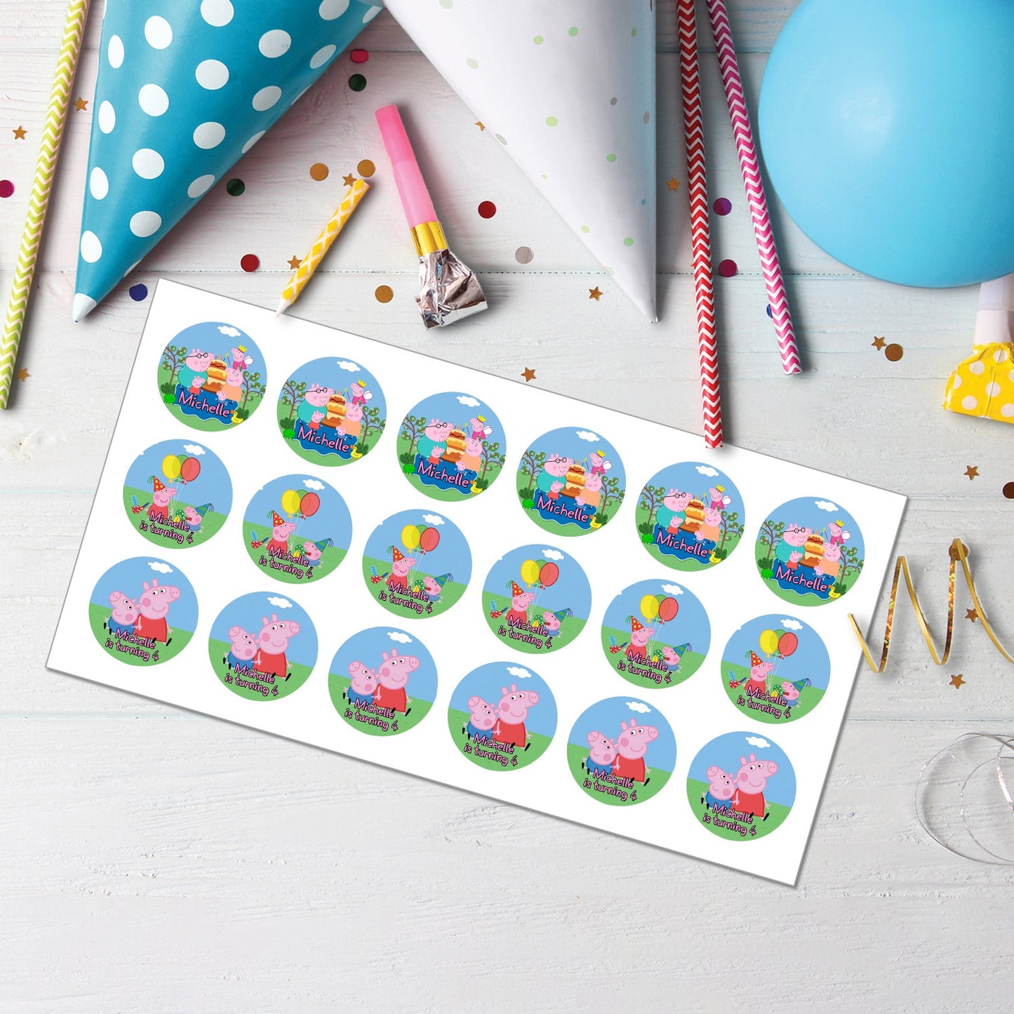 Peppa Pig Personalized Cupcakes Toppers : Add Fun to Your Party