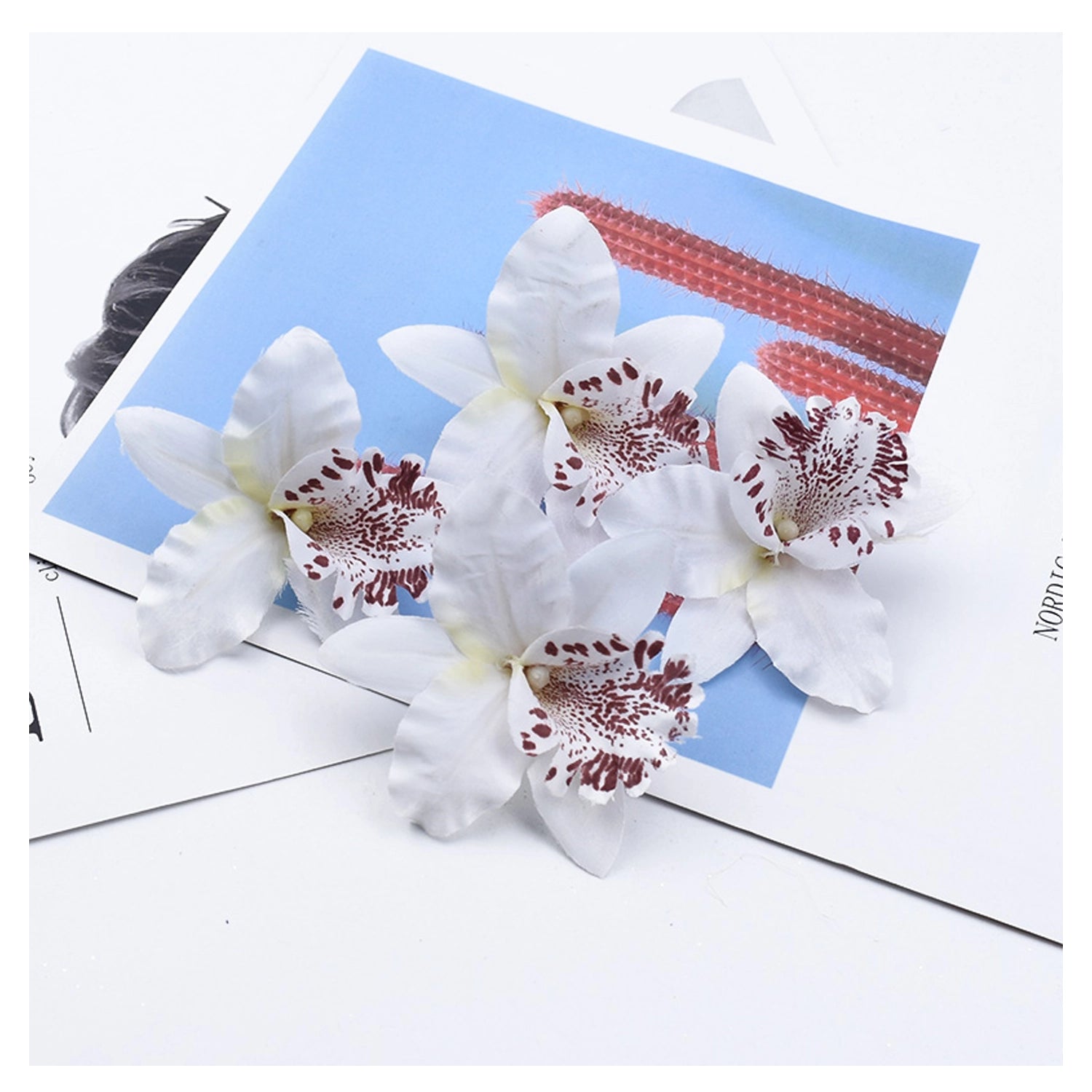 White Phalaenopsis Orchid Cake Topper | Flower Head Cake Decoration