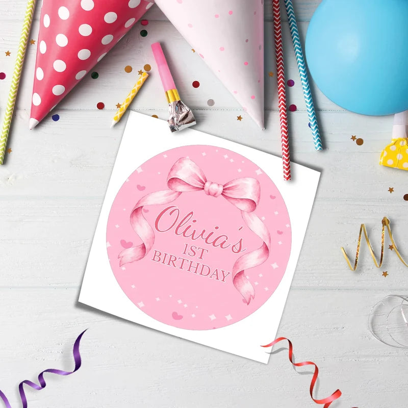 Pink Bow Personalized Icing Sheet Cake Images