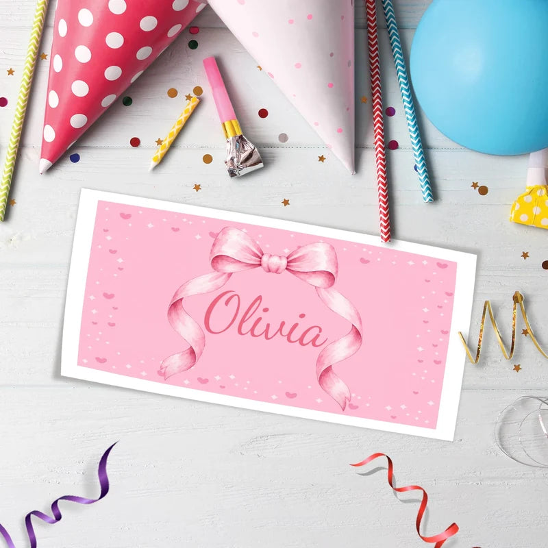 Cute Pink Bow Birthday Decorations, Pastel Pink Bow Party Supplies, Pink Bow Themed, Pink Bow Digital Template, Editable Pink Bow Image SVG PNG