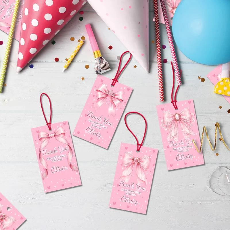 Cute Pink Bow Birthday Decorations, Pastel Pink Bow Party Supplies, Pink Bow Themed, Pink Bow Digital Template, Editable Pink Bow Image SVG PNG
