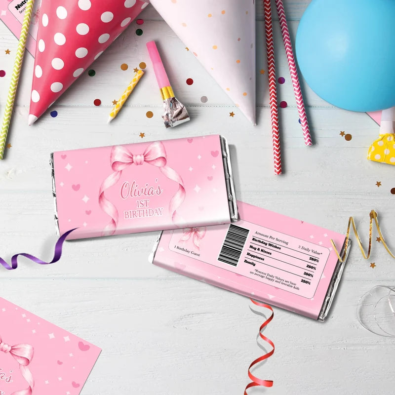 Cute Pink Bow Birthday Decorations, Pastel Pink Bow Party Supplies, Pink Bow Themed, Pink Bow Digital Template, Editable Pink Bow Image SVG PNG