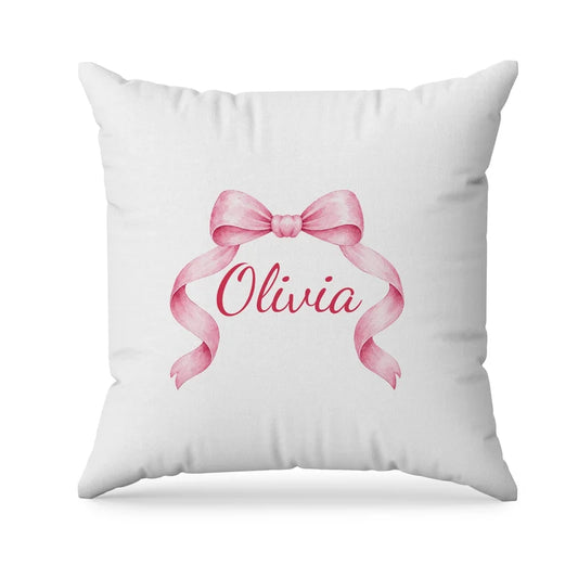 Pink Bow sublimation pillowcase layout showing a graphic designed on a square cushion