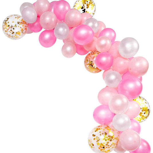 Pink White Gold Confetti Balloon Garland Kit