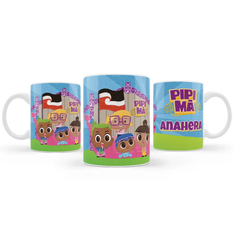 Pipi Ma sublimation mug design featuring a vibrant graphic layout wrapped around a white ceramic mug