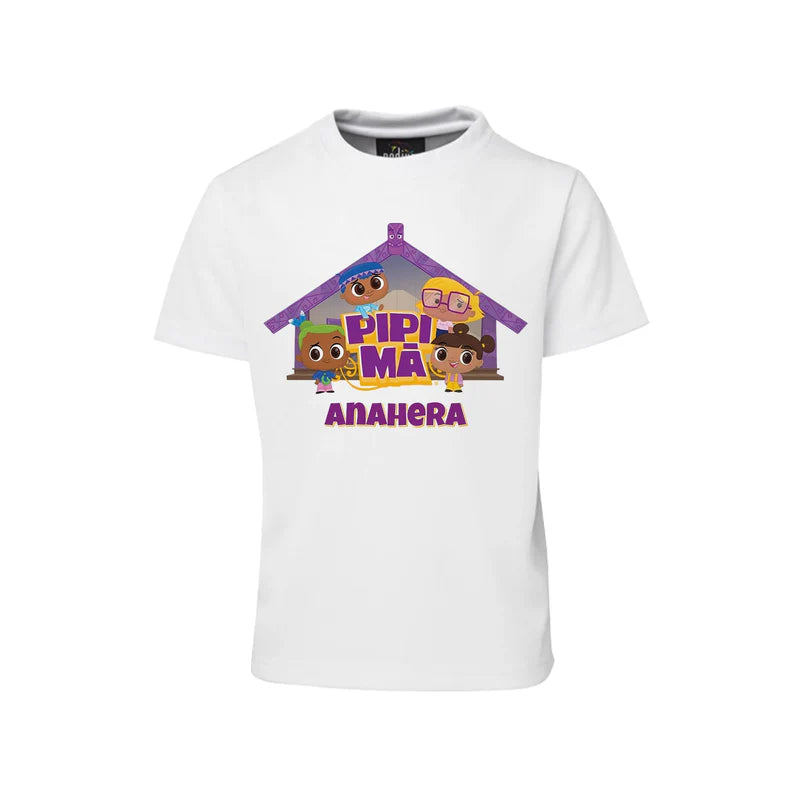 Pipi Ma sublimation T-shirt mockup showing a colorful graphic layouted on a white cotton shirt