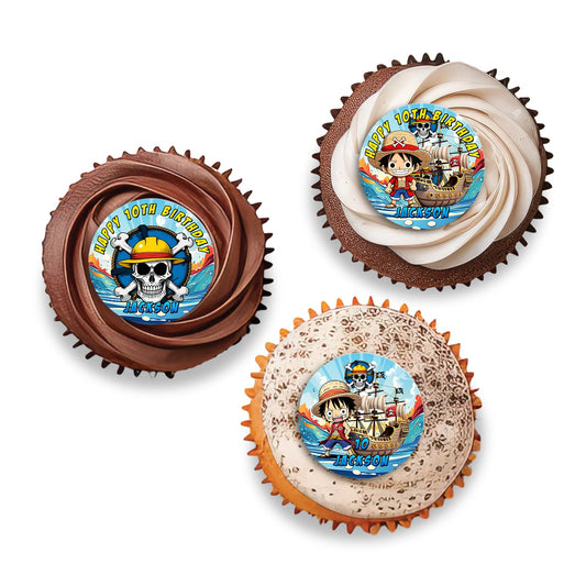 One Piece Manga Series Personalized Cupcakes Toppers