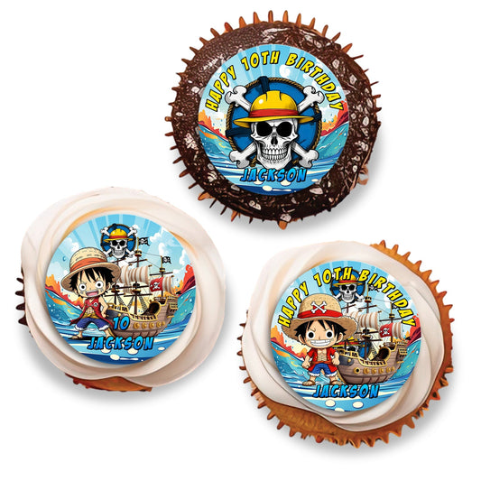 One Piece Manga Series Personalized Cupcakes Toppers