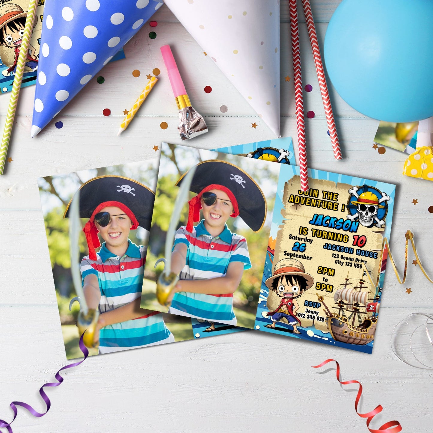 One Piece Birthday Decorations, One Piece Manga Series Party Supplies, Monkey D. luffy, One Piece Anime, One Piece SVG