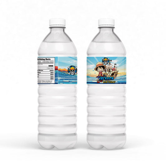 Water Bottle Label with One Piece Manga Series Theme