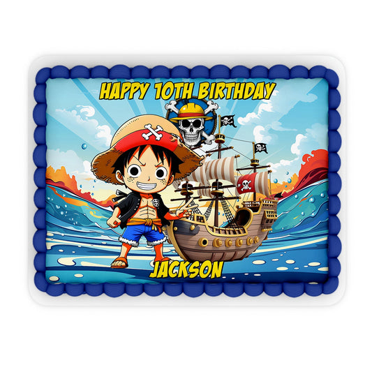 Rectangle Edible Sheet Cake Images with One Piece Manga Series Personalization