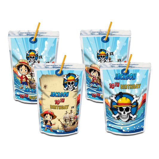 Juice Pouch Label with One Piece Manga Series Theme