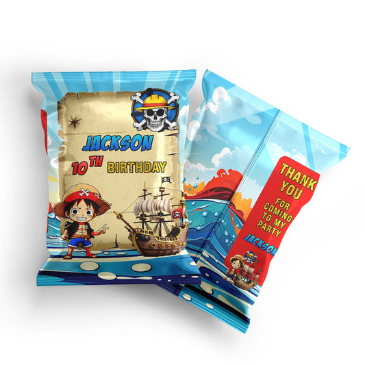 Chips Bag Label with One Piece Manga Series Theme