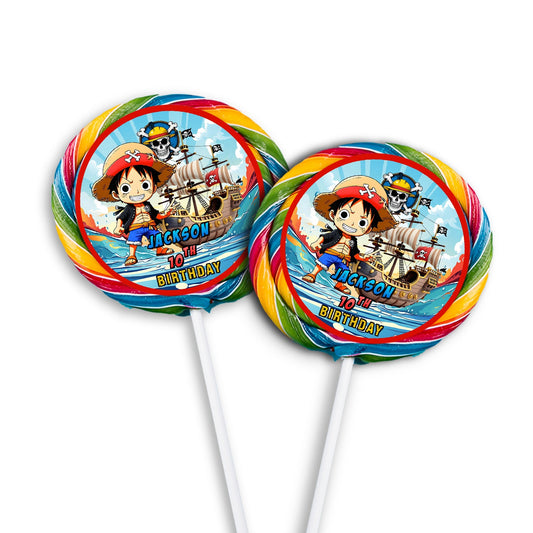 Lollipop Label with One Piece Manga Series Theme