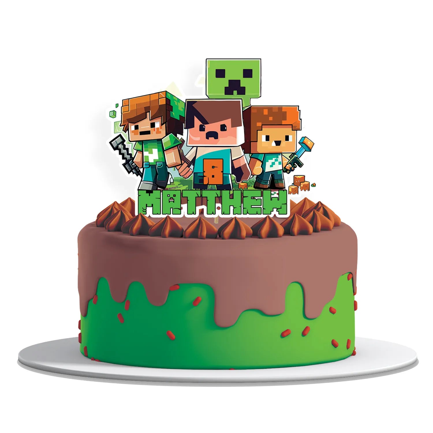 Minecraft personalized cake toppers for themed birthday parties 