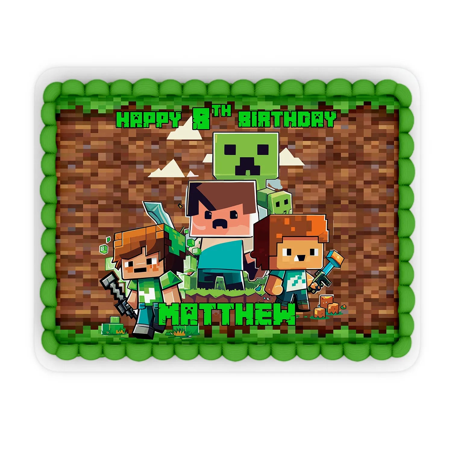 Minecraft personalized edible sheet cake images for birthday parties 