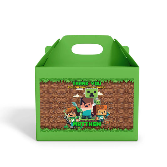 Minecraft treat box label for personalized party favors 