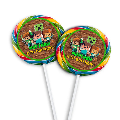 Minecraft lollipop label for personalized party favors 