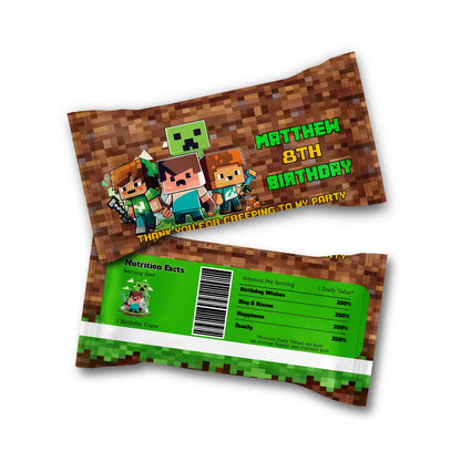 Minecraft Skittles label for custom birthday party favors 