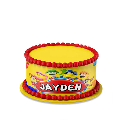 Play Doh personalized cake strips image, bright multicolor design, printable layout on white background