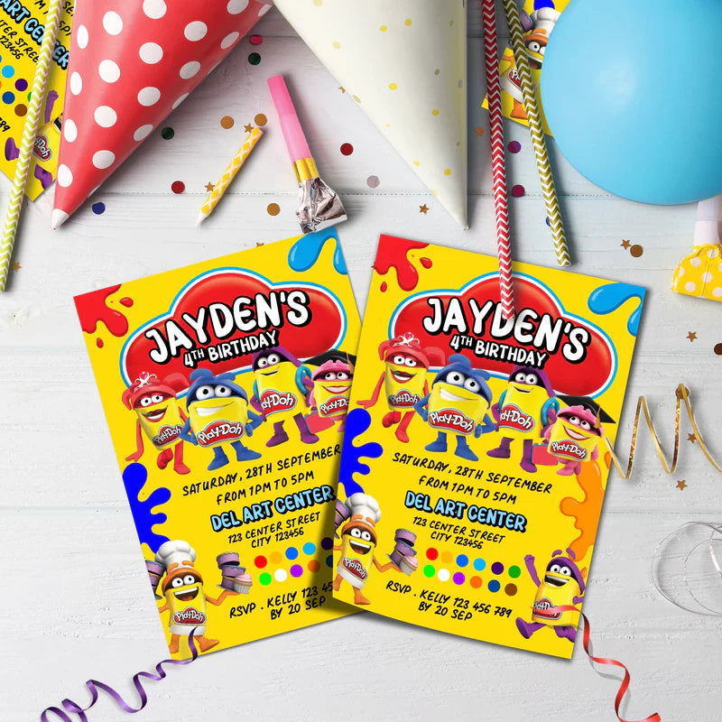 Play-Doh Birthday Decorations, Playdoh Party Supplies, Play Doh Themed, Toys Digital Template, Editable Play Doh Image SVG PNG