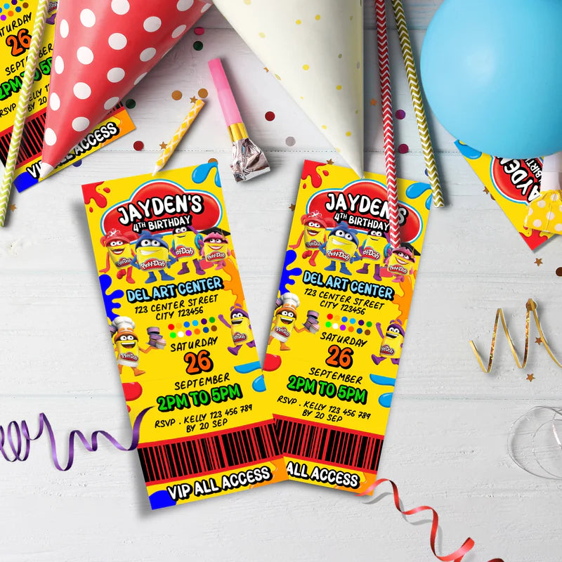 Play-Doh Birthday Decorations, Playdoh Party Supplies, Play Doh Themed, Toys Digital Template, Editable Play Doh Image SVG PNG