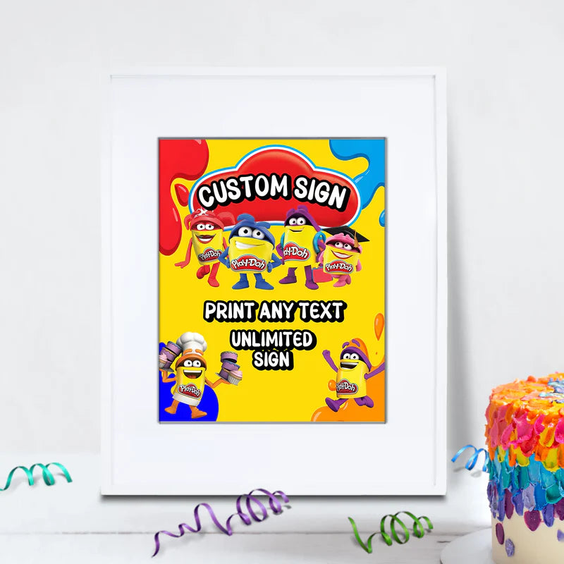Play-Doh Birthday Decorations, Playdoh Party Supplies, Play Doh Themed, Toys Digital Template, Editable Play Doh Image SVG PNG