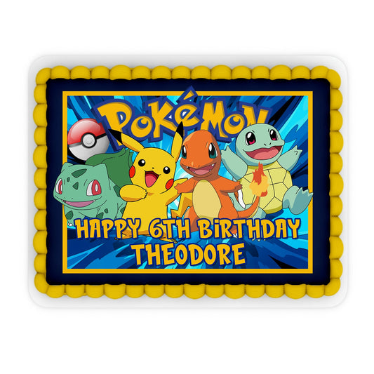 Rectangular edible Pokemon cake images for personalized sheet cakes