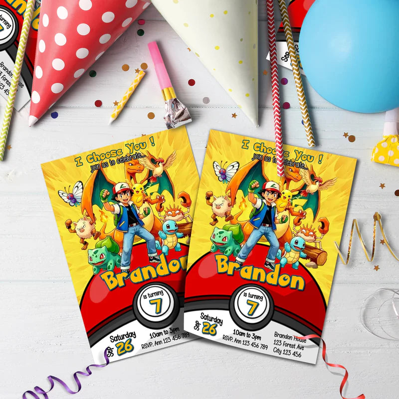 Pokemon Birthday Decorations, Anime Party Supplies, Pocket Monster Themed, Pokemon Digital Template, Editable Pokemon Image SVG PNG