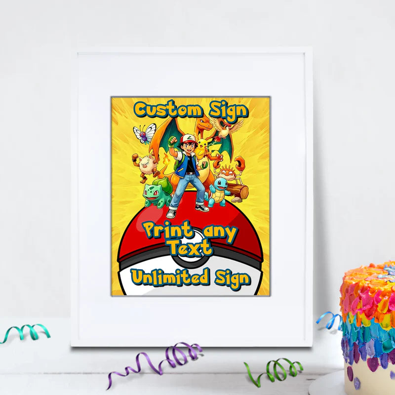 Pokemon Birthday Decorations, Anime Party Supplies, Pocket Monster Themed, Pokemon Digital Template, Editable Pokemon Image SVG PNG