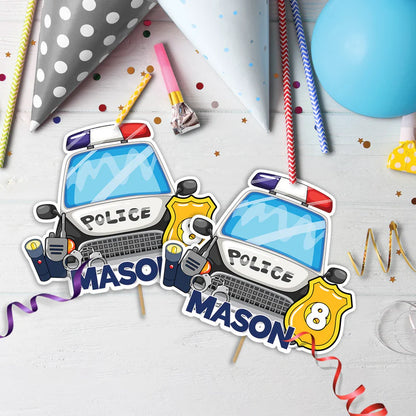 Police Car Birthday Decorations, Cop Party Supplies, Police Themed, Police cop Digital Template, Editable Kids Police Image SVG PNG