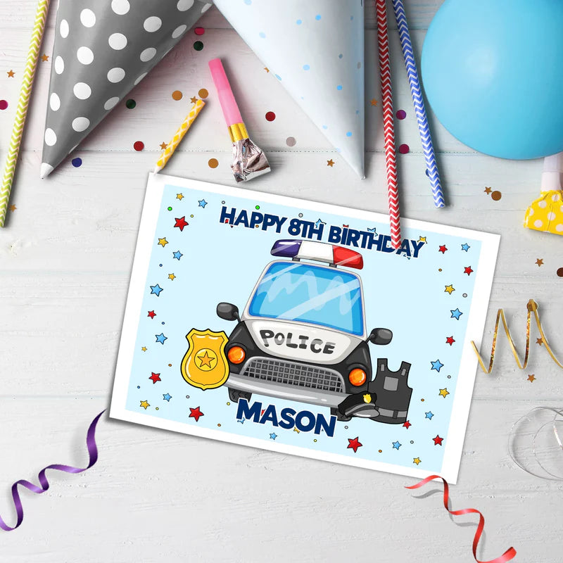 Kids Police Icing Sheet Cake Topper Images Party Decoration