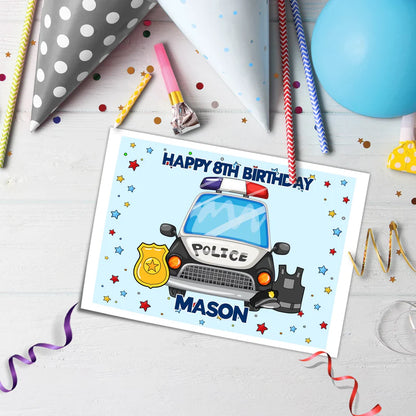 Kids Police Icing Sheet Cake Topper Images Party Decoration