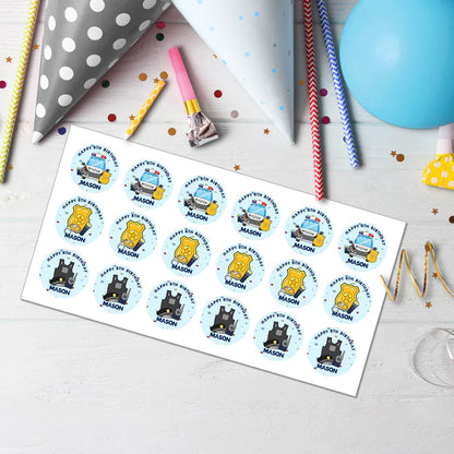 Kids Police Cupcakes Toppers Personalized Birthday Party Decor