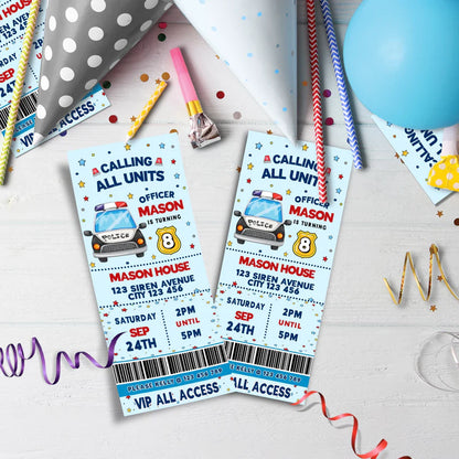 Police Car Birthday Decorations, Cop Party Supplies, Police Themed, Police cop Digital Template, Editable Kids Police Image SVG PNG