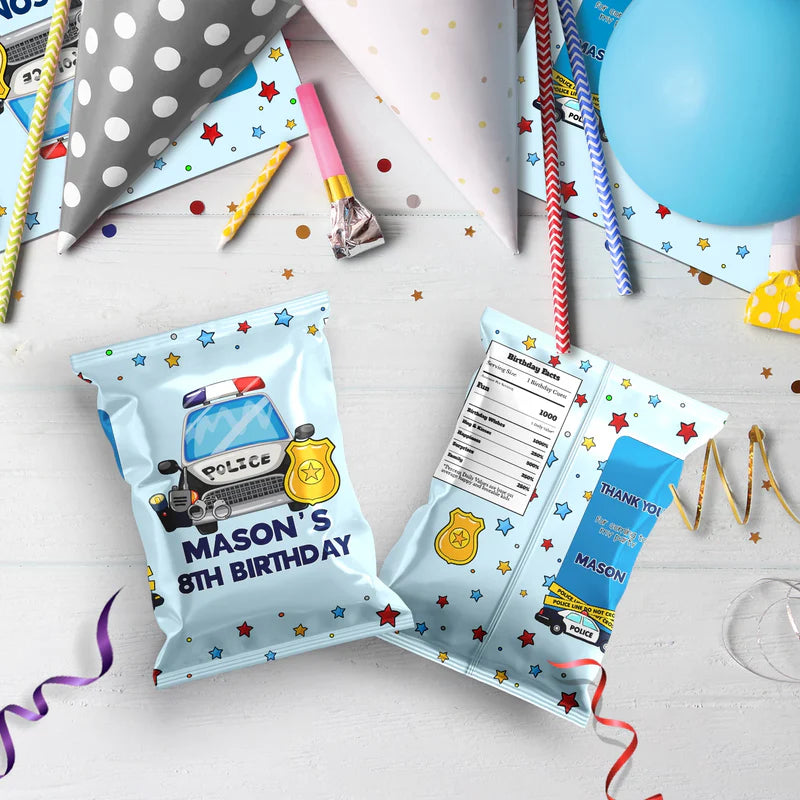 Police Car Birthday Decorations, Cop Party Supplies, Police Themed, Police cop Digital Template, Editable Kids Police Image SVG PNG