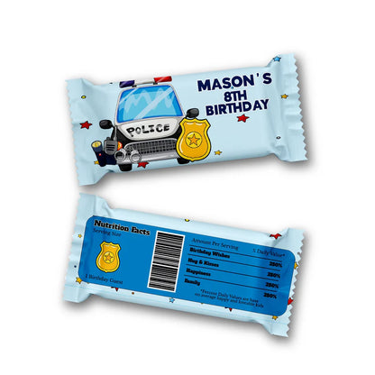Kids police Rice Krispies and candy bar wrapper with editable police badge design