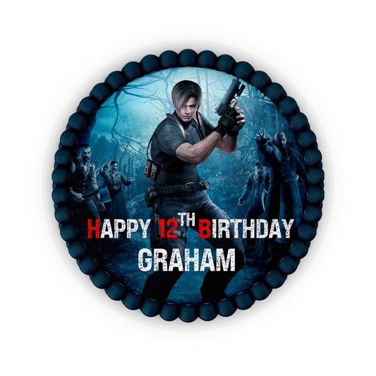 Round-shaped Resident Evil personalized cake images