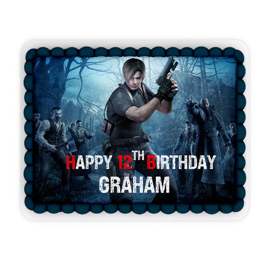 Rectangle-shaped Resident Evil personalized cake images