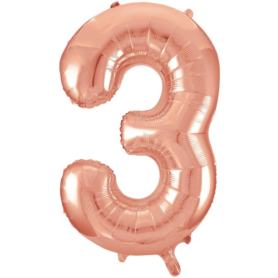 Giant Rose Gold Number 3 Foil Balloon