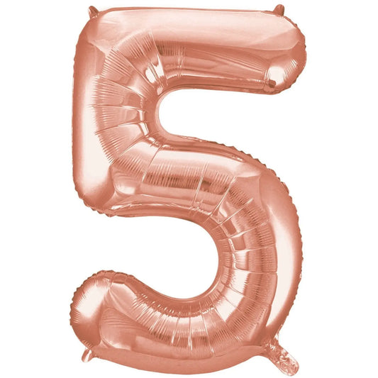 Giant Rose Gold Number 5 Foil Balloon