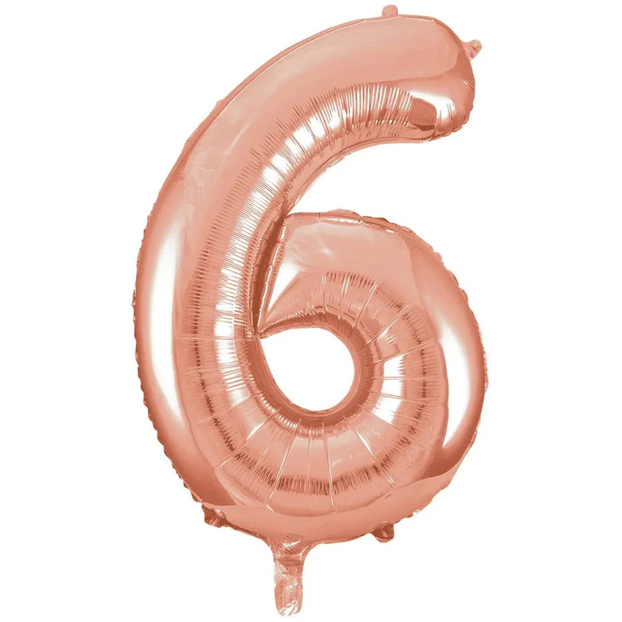 Giant Rose Gold Number 6 Foil Balloon