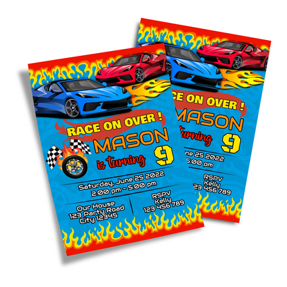 Personalized Birthday Card Invitations for Race Car, Hotwheels, Nascar Games