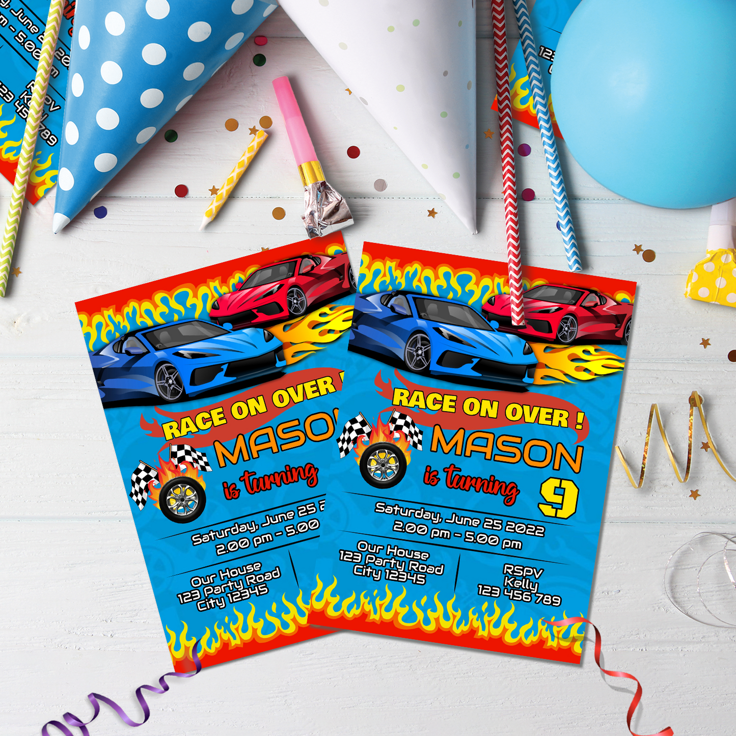 Hotwheels Birthday Decorations, Race Track Party Supplies, Nascar Themed, Race Car Digital Template, Editable Race Car Image SVG PNG