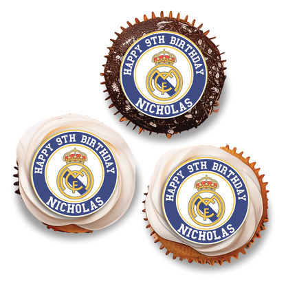 Real Madrid CF themed personalized cupcakes toppers